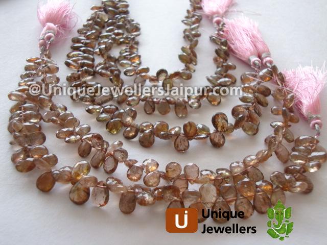 Pink Andulosite Faceted Pear Beads
